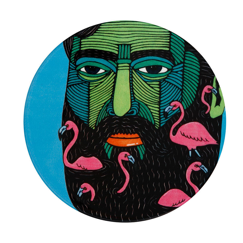 Maxwell & Williams Mulga Artist 10.5cm Round Ceramic Cup Coaster Flamingo Man