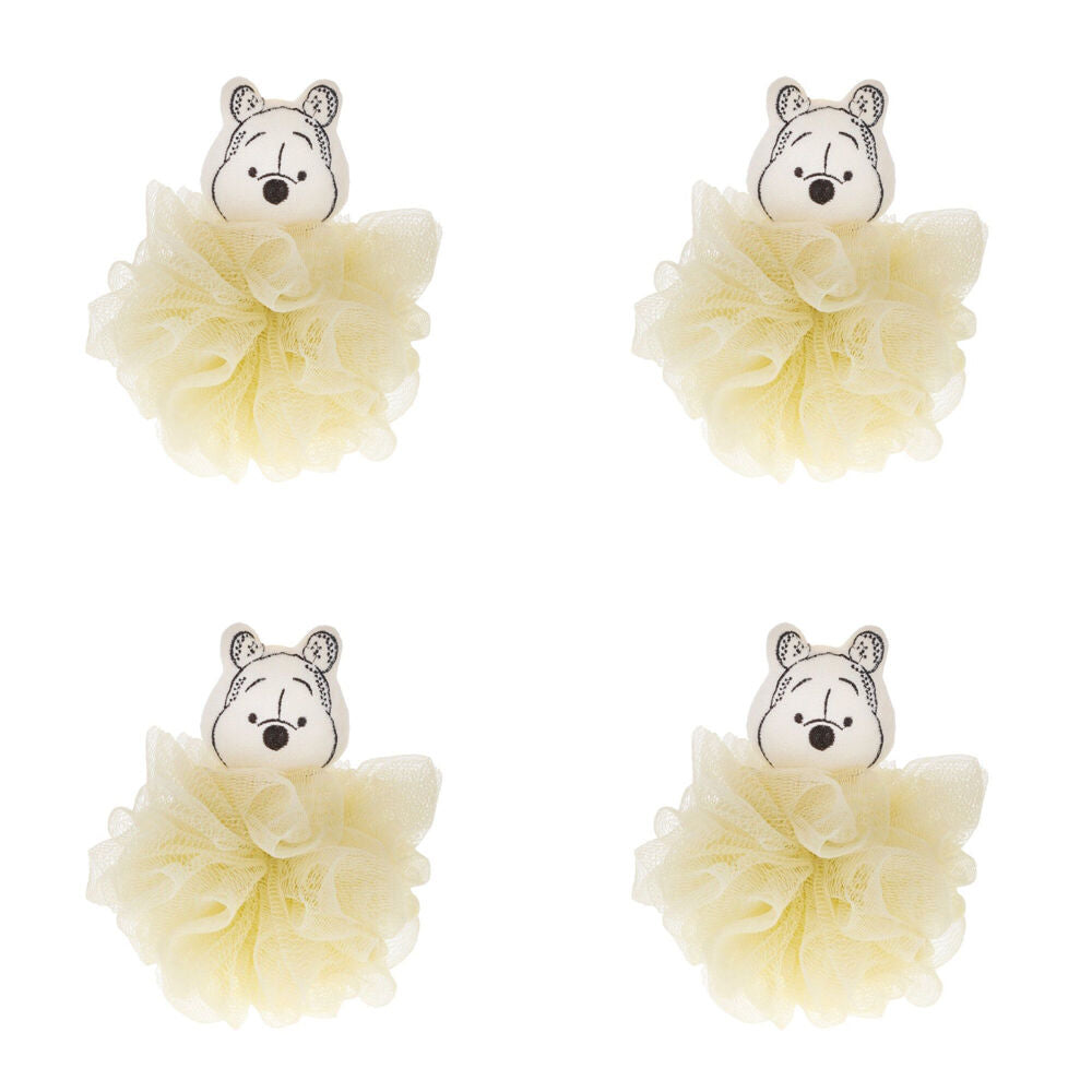 Disney Winnie the Pooh Body Exfoliator Shower Loofah Puff Yellow (4 Pack)