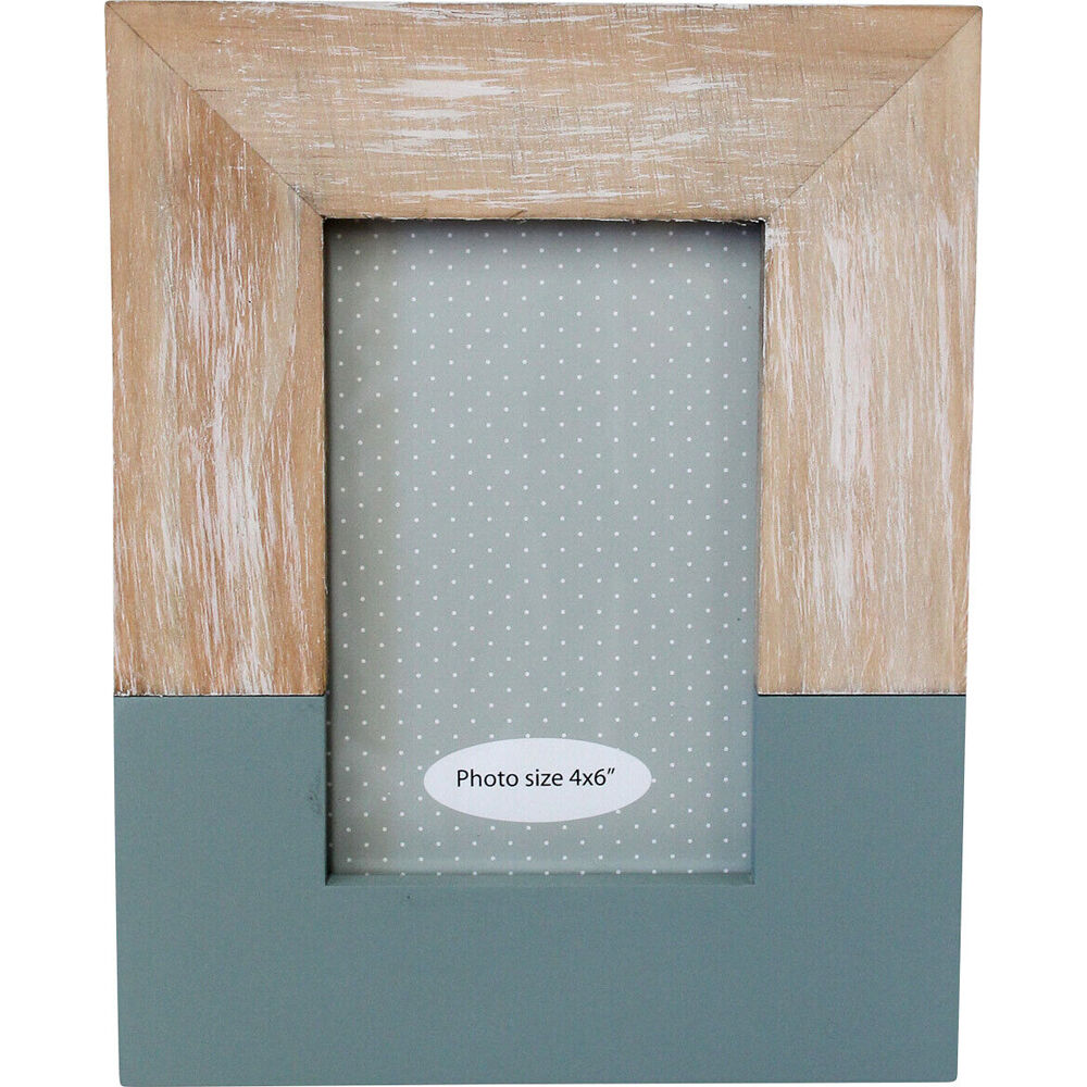 LVD 18x23x2cm Denim Pinewood Modern Glass Photo/Picture Frame 4x6