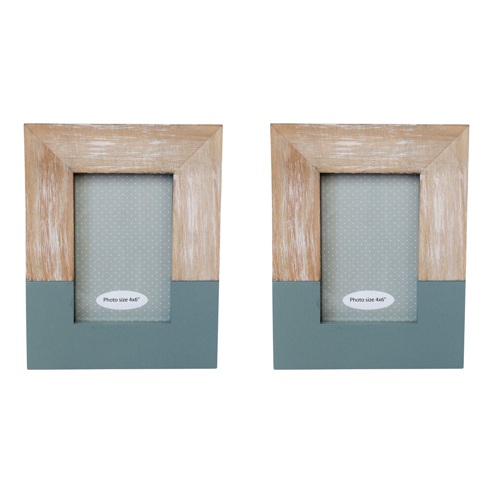 LVD Pinewood Modern Glass Photo/Picture Frame 4x6 18x23x2cm Denim (2 Pack)