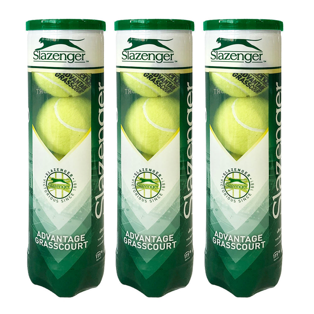 Slazenger Advantage Grass Court Surface Tennis Balls Tin/Can Sport/Training (12 Pack)