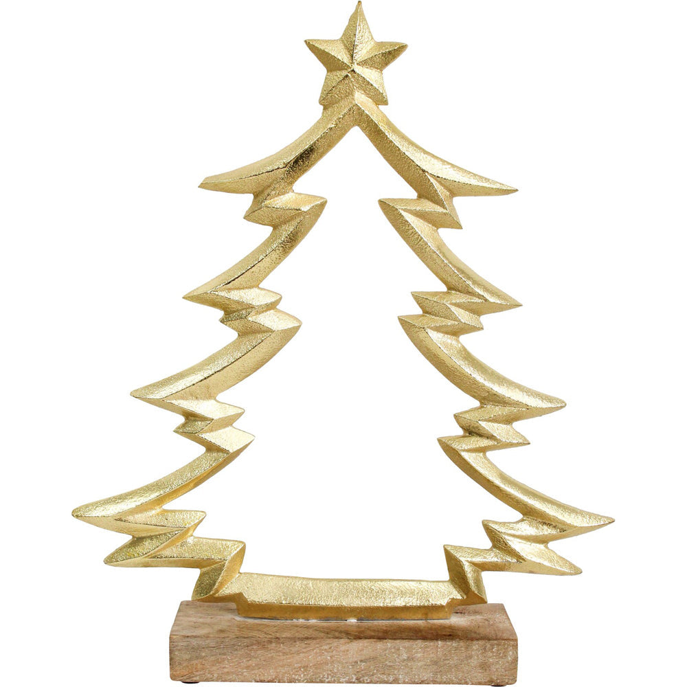 LVD Mango Wood/Metal Tree Silouette Home/Office Xmas Decor Lrg 35x35cm Gold