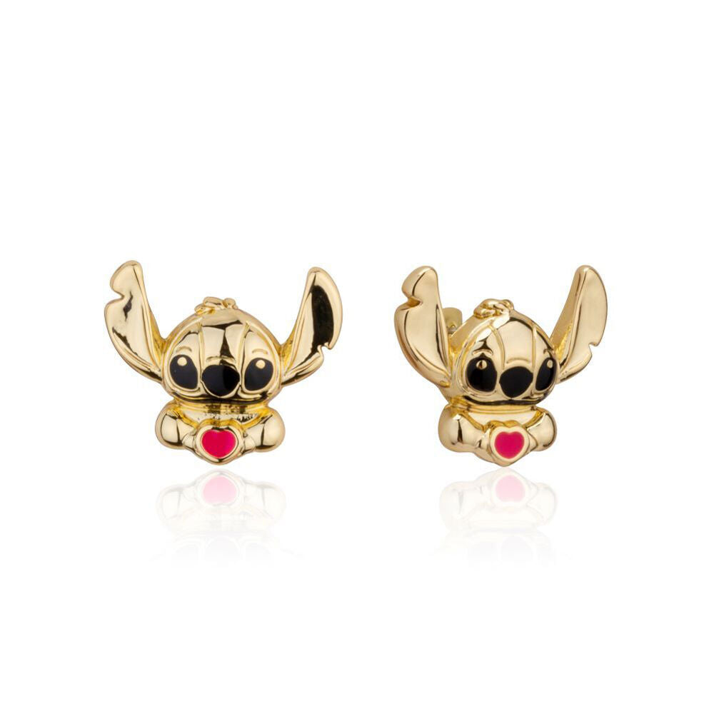 Couture Kingdom Disney Lilo and Stitch Love Heart Stud Earrings Accessory — Gold