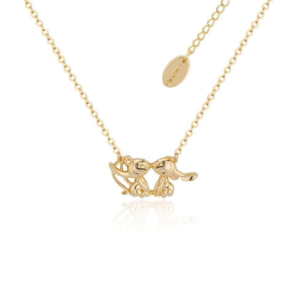 Couture Kingdom Disney Lilo & Stitch Angel Kissing Fashion Necklace Gold