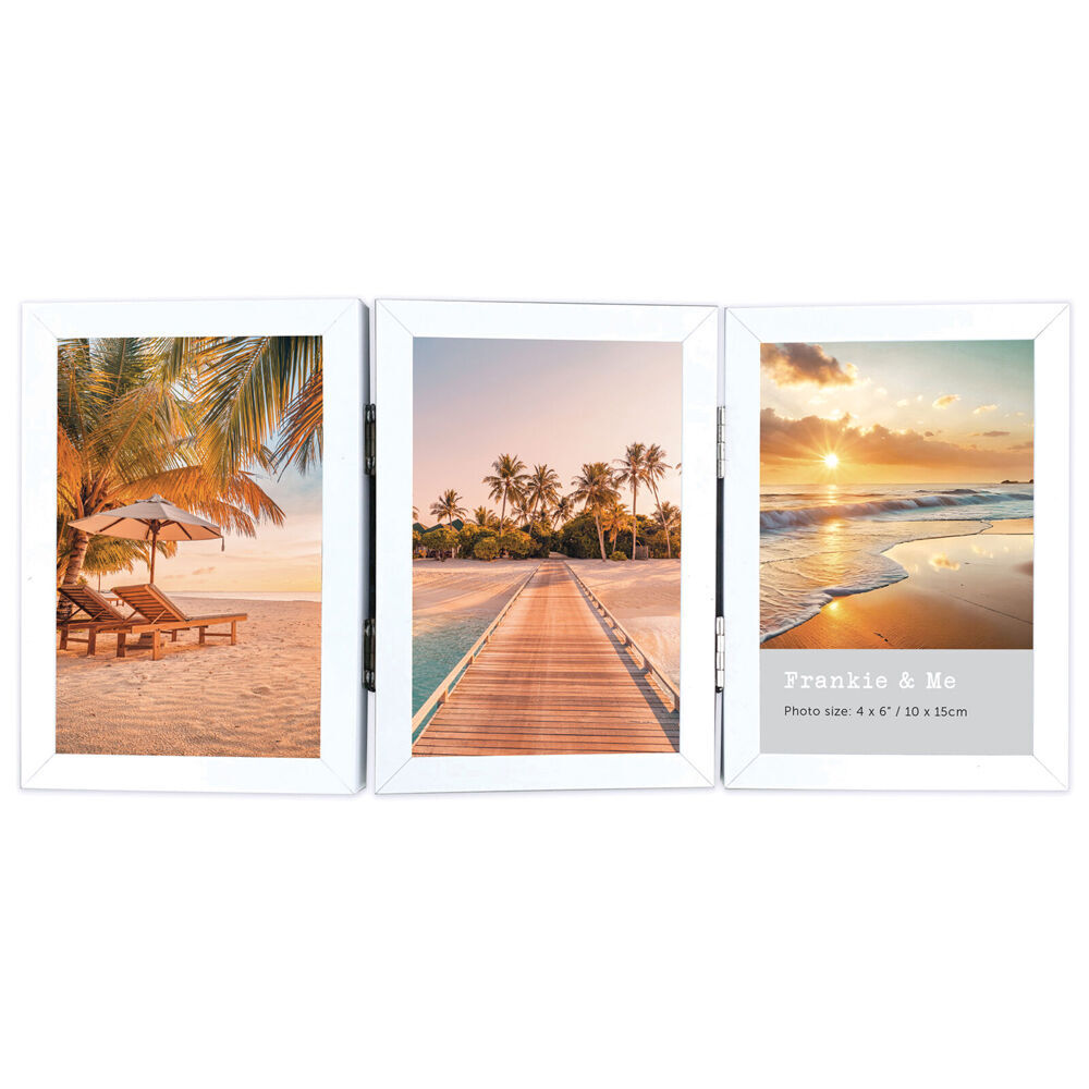 Frankie & ME Hinged 4x6'' Triple Picture Frame Home/Office Photo Decor White (3 Pack) — image 2