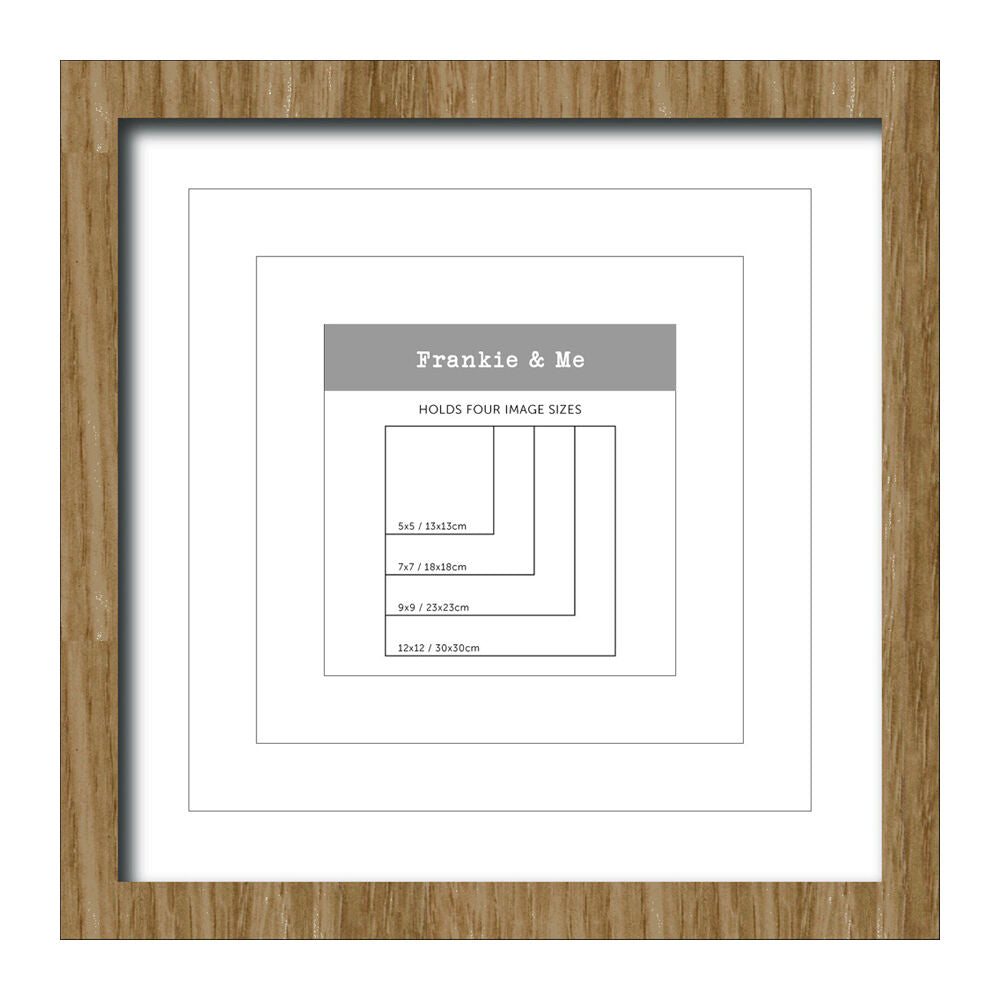 Frankie & ME 32.5cm Oak Window Wooden Multi-Mat Square Photo Frame Home Decor
