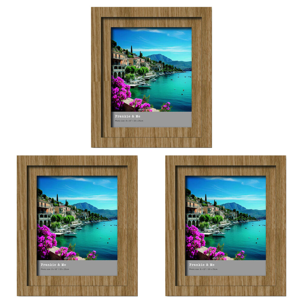 Frankie & ME Wooden Split Level 8x10'' Picture Frame Home/Office Decor Oak (3 Pack)