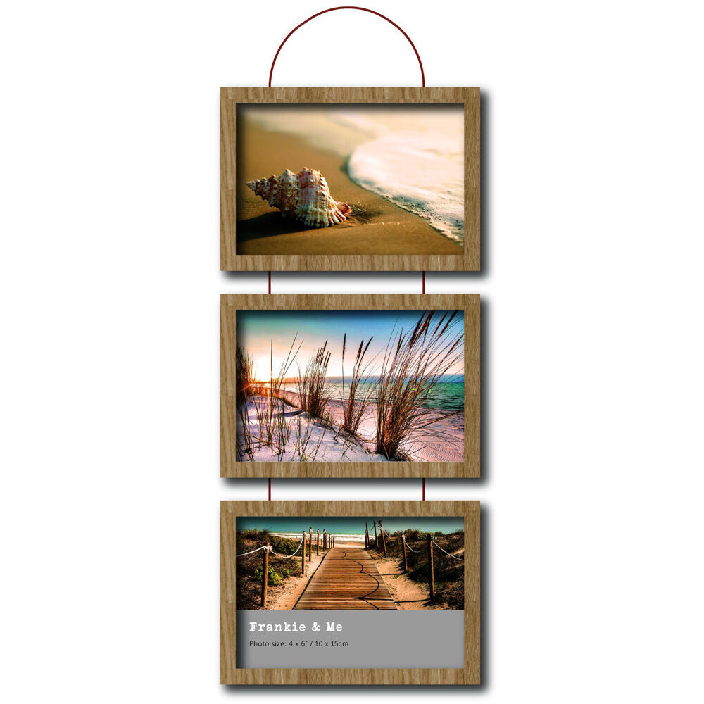 Frankie & ME Wooden Triple Hanging 4x6'' Picture Frame Home/Office Decor Oak (3 Pack) — image 2