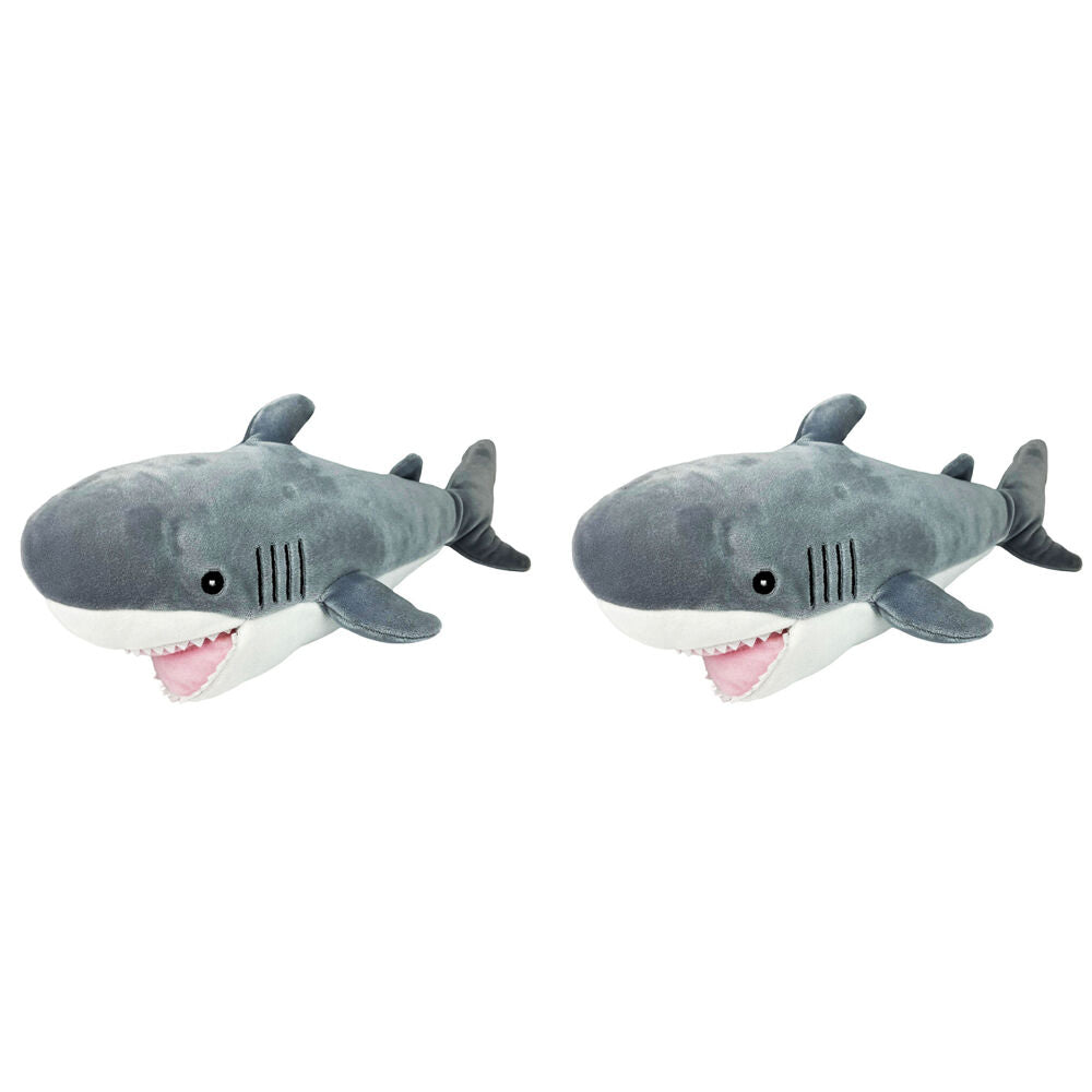 Momoko Shark Animal Stuffed Doll Kids Soft Plush Toy 36x10x13cm Small Grey (2 Pack)