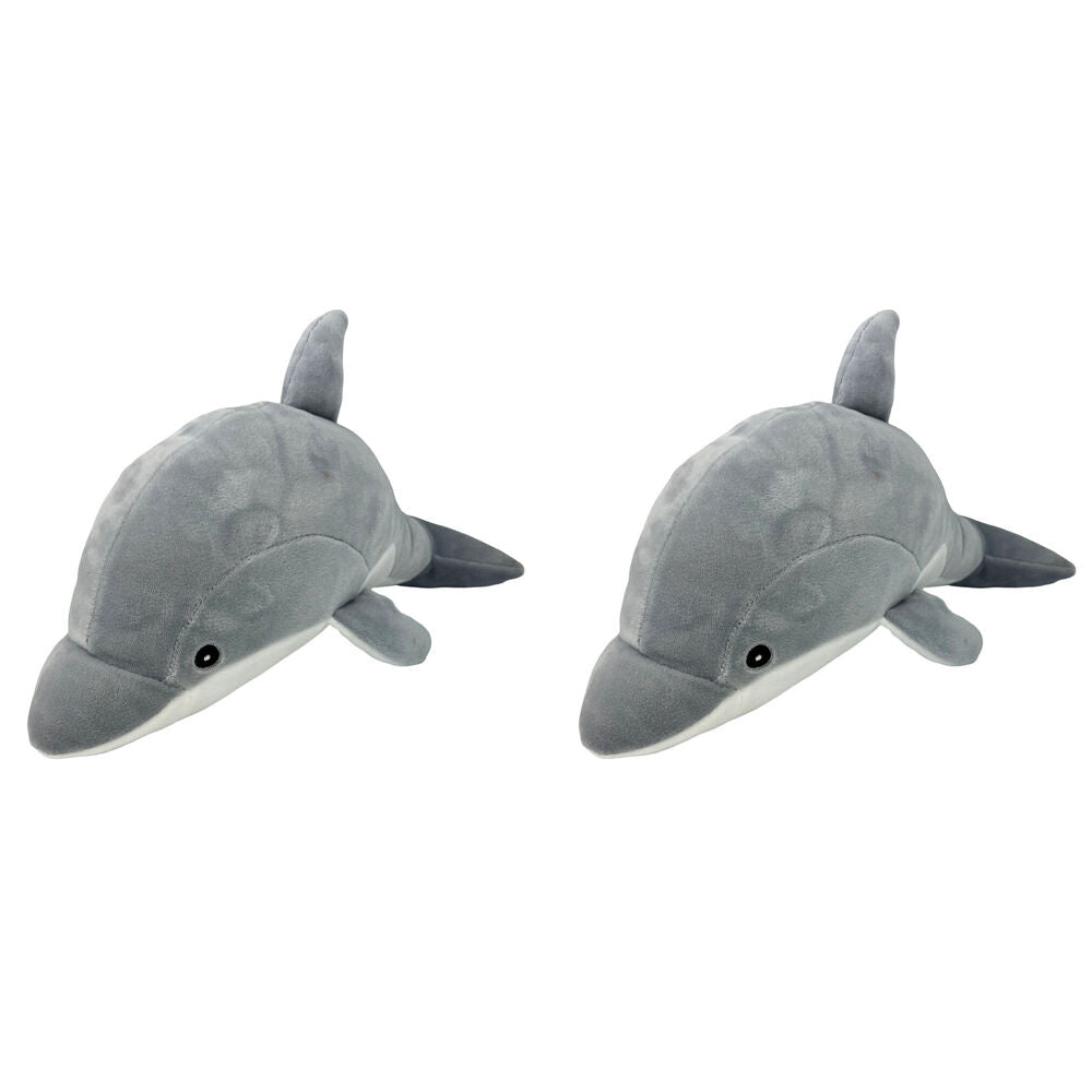 Momoko Dolphin Animal Stuffed Doll Kids Soft Plush Toy 35x10x15cm Grey (2 Pack)