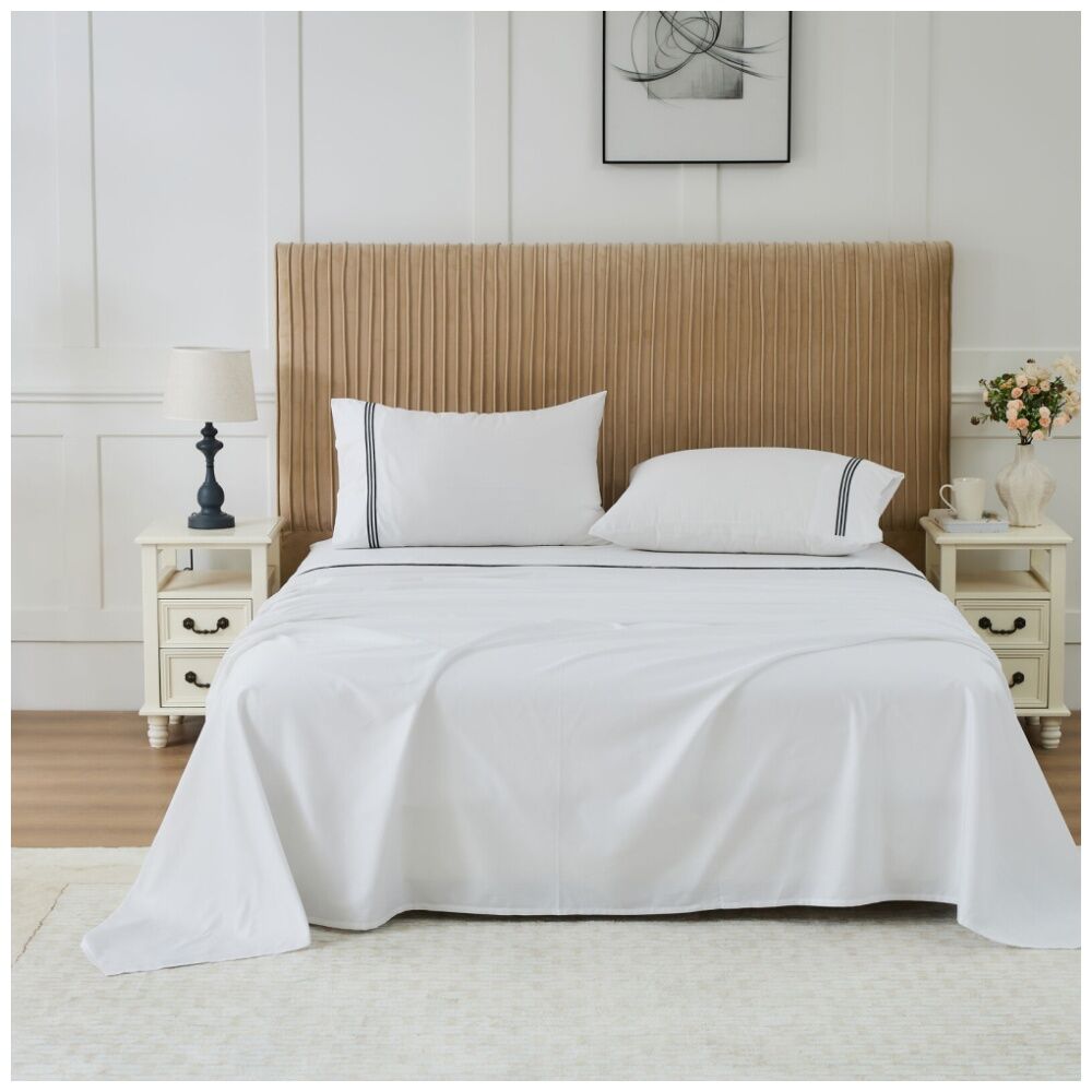 Grosvenor House 500TC Hotel Embroidered Sheet Set White With Black — image 3