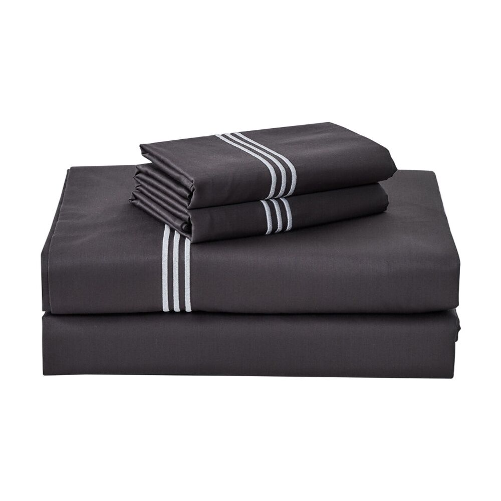 Grosvenor House 500TC Hotel Embroidered Sheet Set Charcoal With White