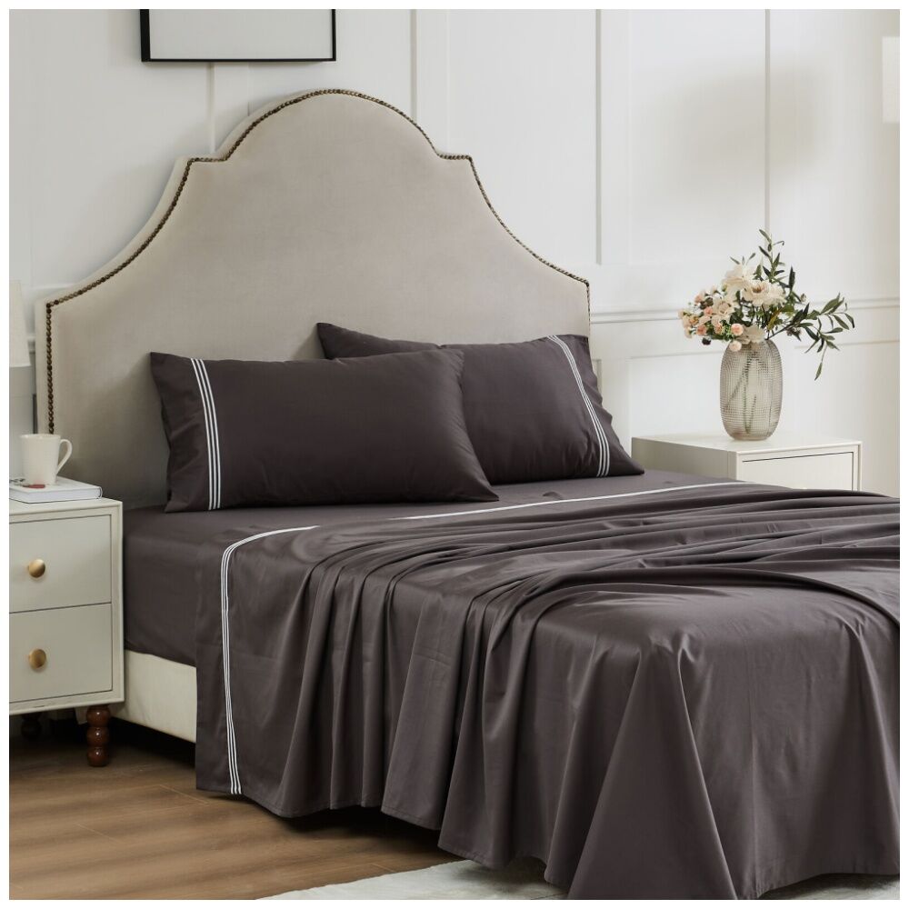 Grosvenor House 500TC Hotel Embroidered Sheet Set Charcoal With White — image 2