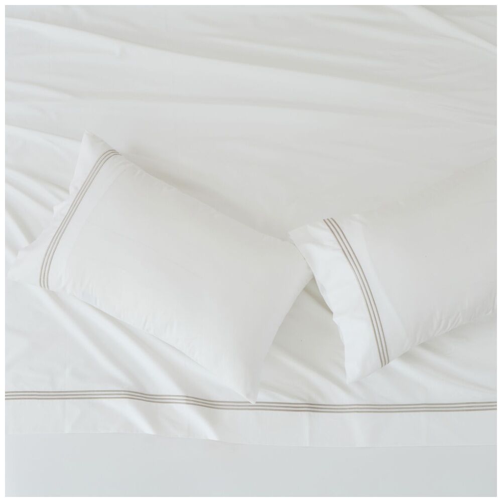 Grosvenor House 500TC Hotel Embroidered Sheet Set White With Taupe — image 8