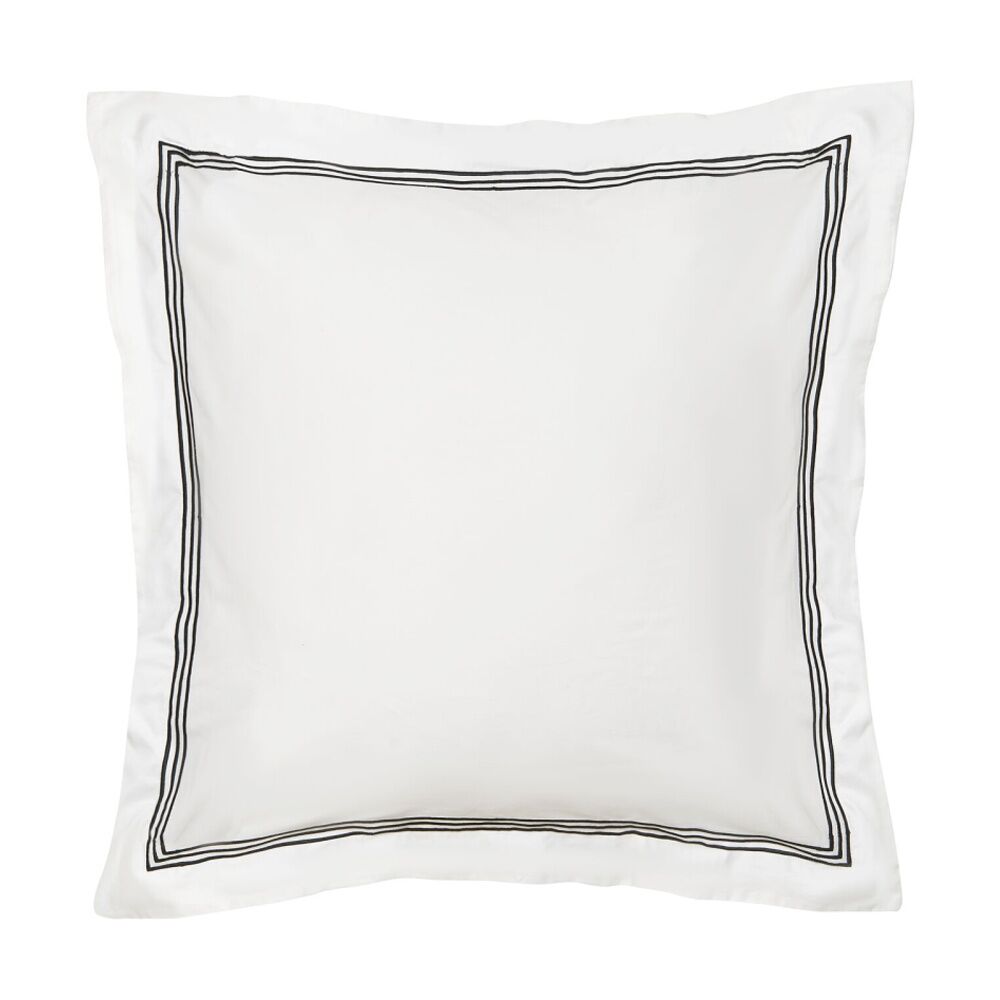 Grosvenor House 500TC Egyptian Cotton Hotel Embroidered European Pillowcase With — White Black