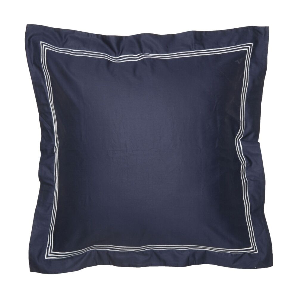Grosvenor House 500TC Egyptian Cotton Hotel Embroidered European Pillowcase With — Navy White