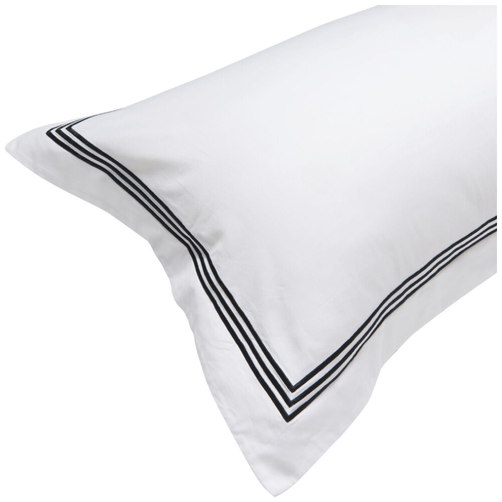 Grosvenor House 500TC Hotel Embroidered Tailored Pillowcase White With Black (2 Pack) — image 4