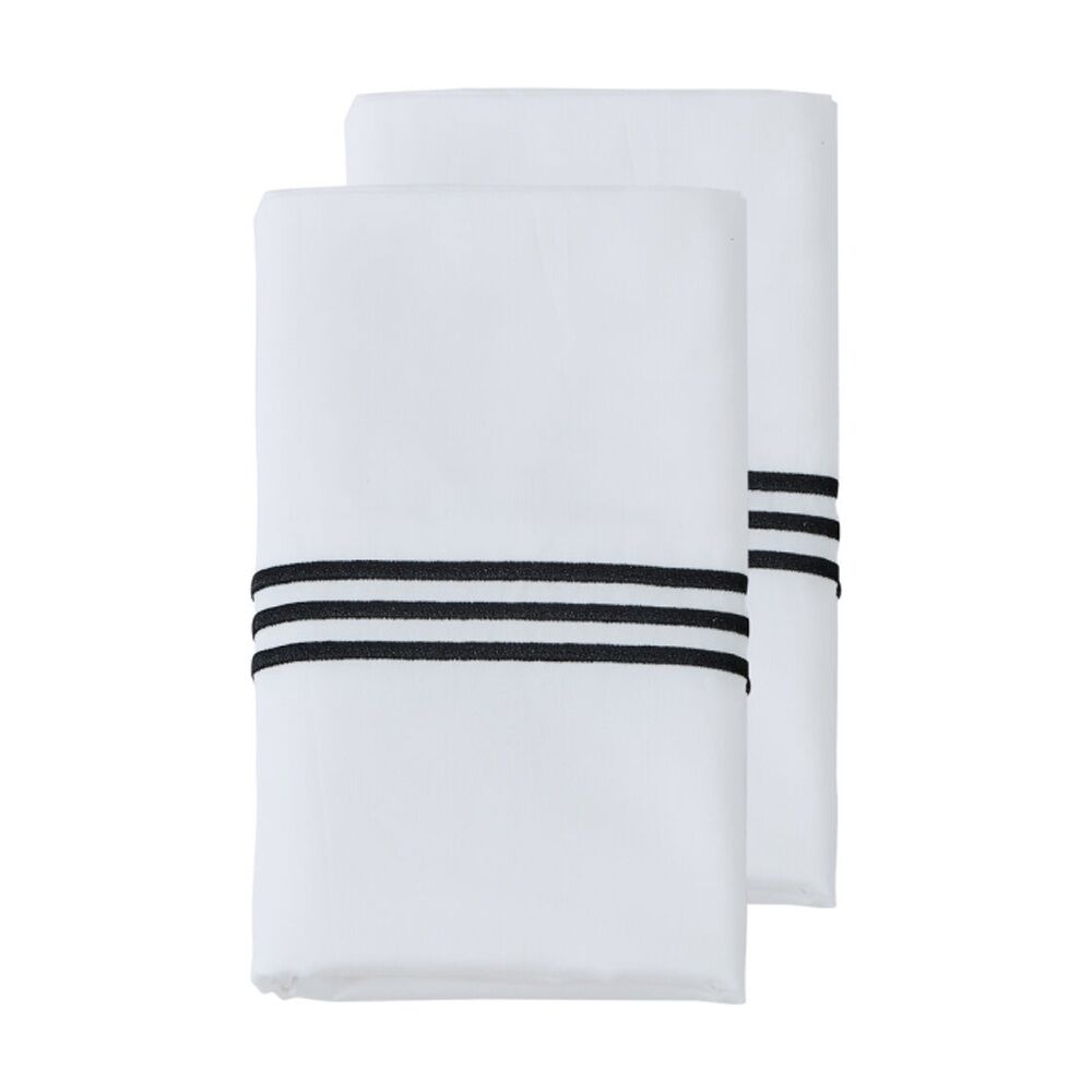 Grosvenor House 500TC Hotel Embroidered Standard Pillowcases White w/ Black (2 Pieces)