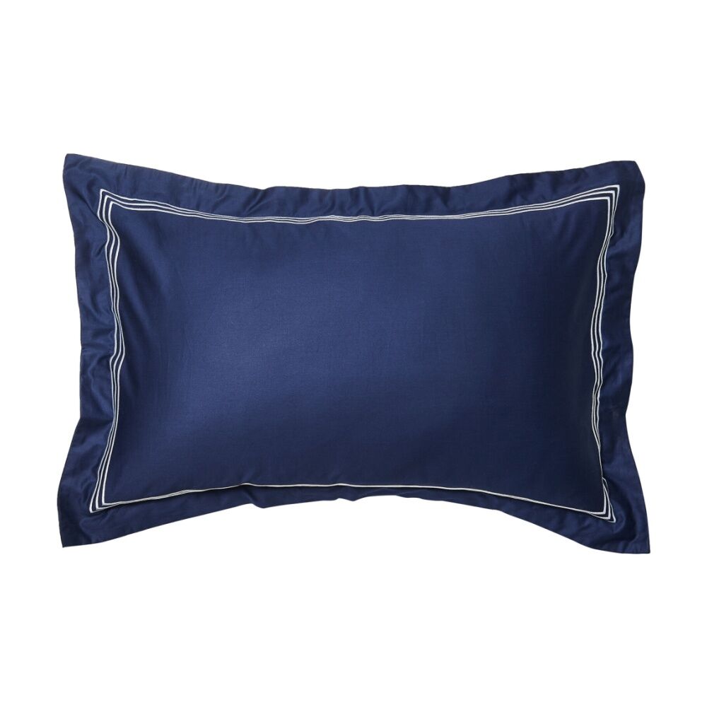 Grosvenor House 500TC Hotel Embroidered Tailored Pillowcase Navy With White (2 Pack) — image 2