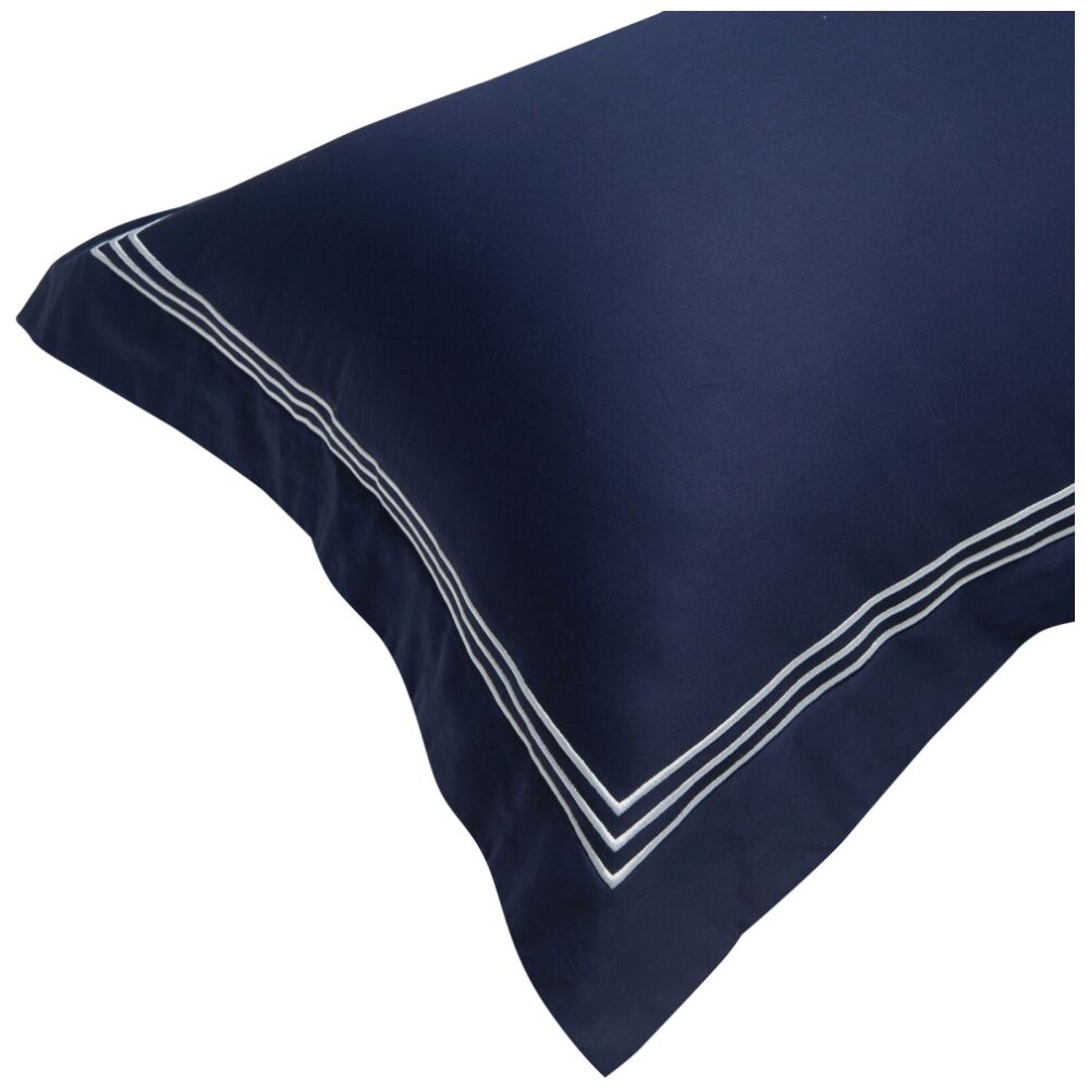 Grosvenor House 500TC Hotel Embroidered Tailored Pillowcase Navy With White (2 Pack) — image 3
