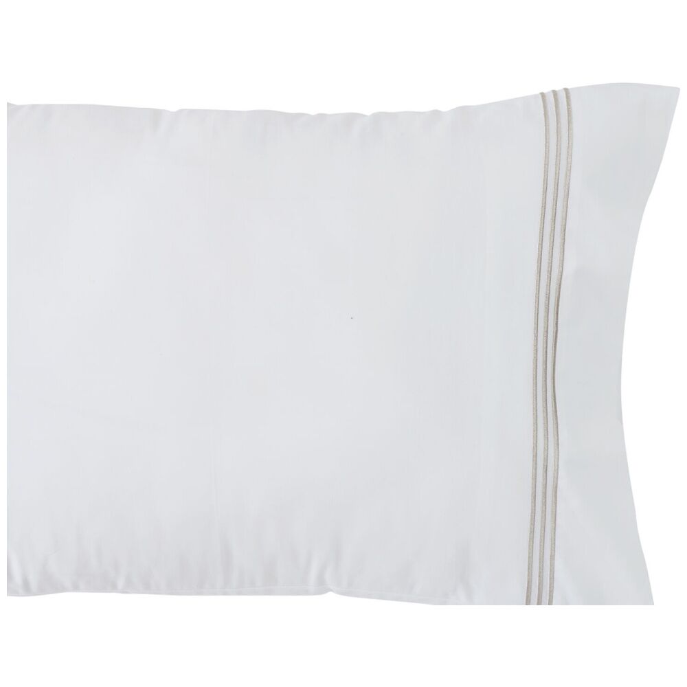 Grosvenor House 2x 2pc 500TC Hotel Embroidered Standard Pillowcases - Pillowcase White Taupe — image 4