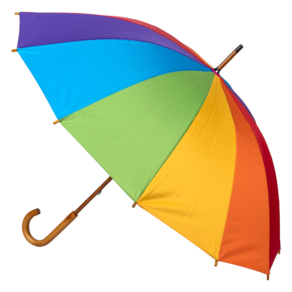 Clifton Pride Range 105cm Windproof 12-Rib UPF50+ UV Umbrella Wood Style Rainbow — image 2