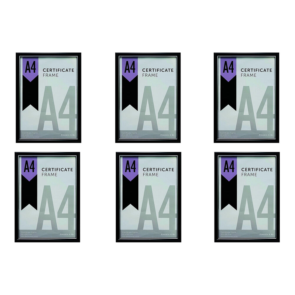 Frankie & ME Picture Frame A4 Photo Holder Home/Office Decor Black (6 Pack)