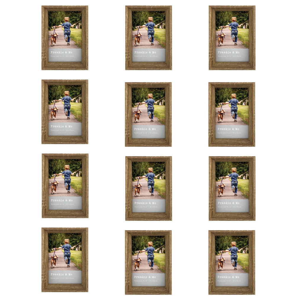 Frankie & ME Window Wooden 4x6'' Picture Frame Home/Office Photo Decor Oak (12 Pack)