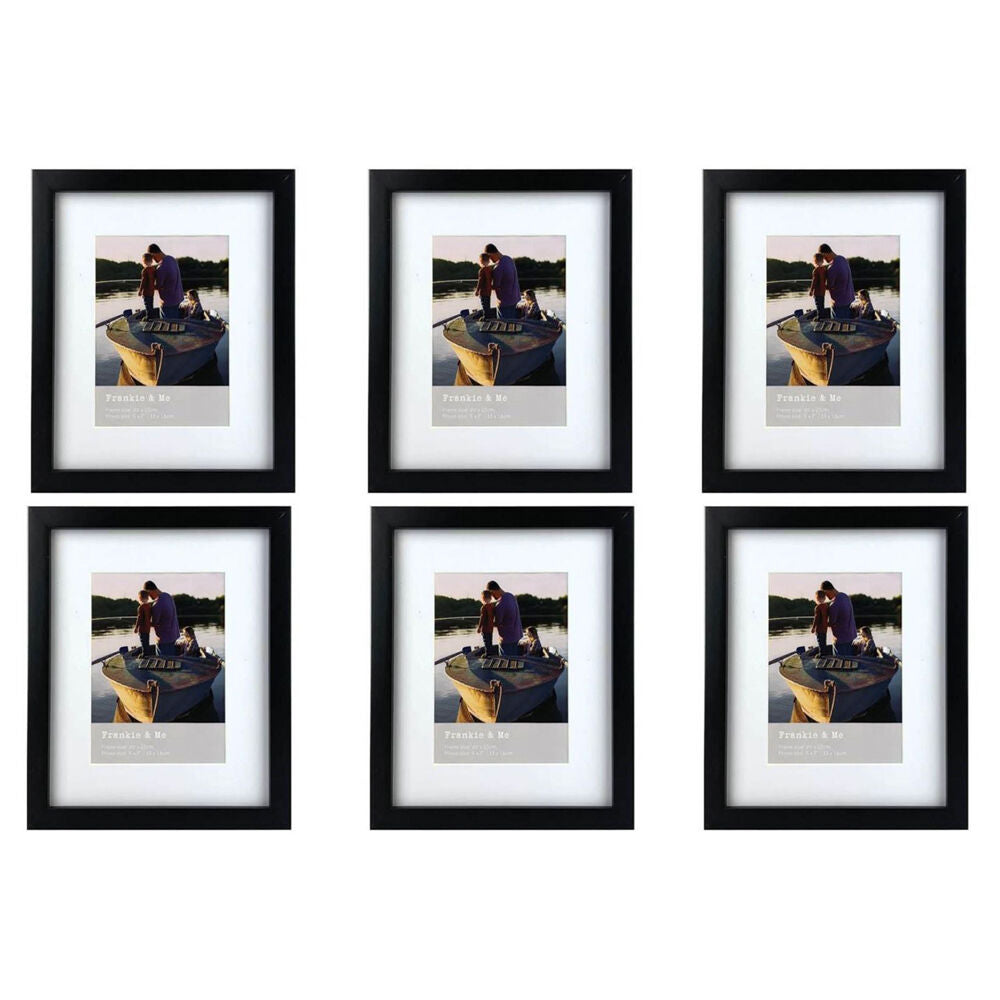 Frankie & ME Wooden Border 5x7'' Picture Frame Home/Office Photo Decor Black (6 Pack)