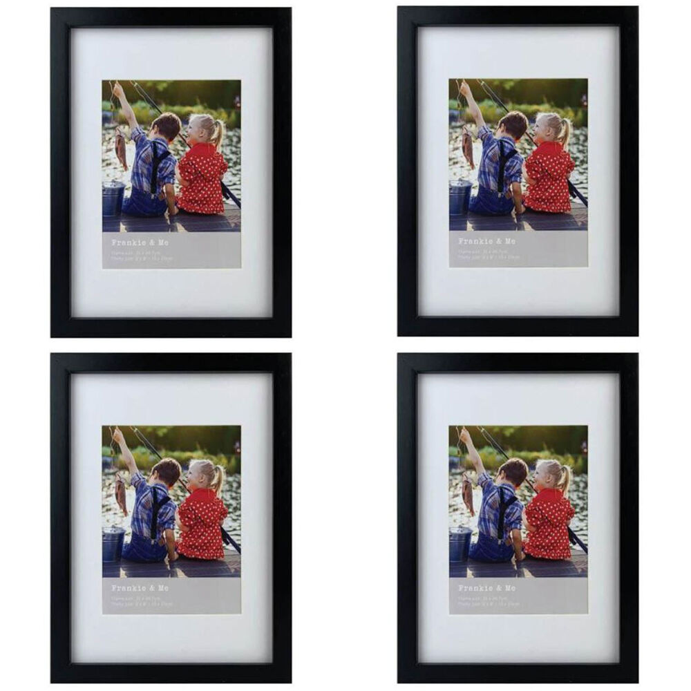 Frankie & ME Wooden Border 6x8'' Picture Frame Home/Office Photo Decor Black (4 Pack)