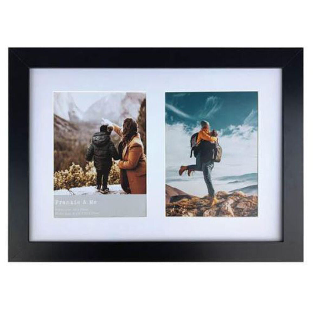 Frankie & ME Wooden Collage 6x8'' Double Picture Frame Home/Office Decor — Black
