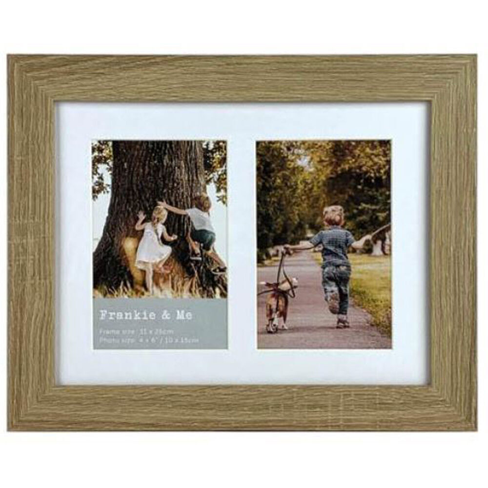 Frankie & ME Wooden Collage 4x6'' Double Picture Frame Home/Office Decor Oak (4 Pack) — image 2