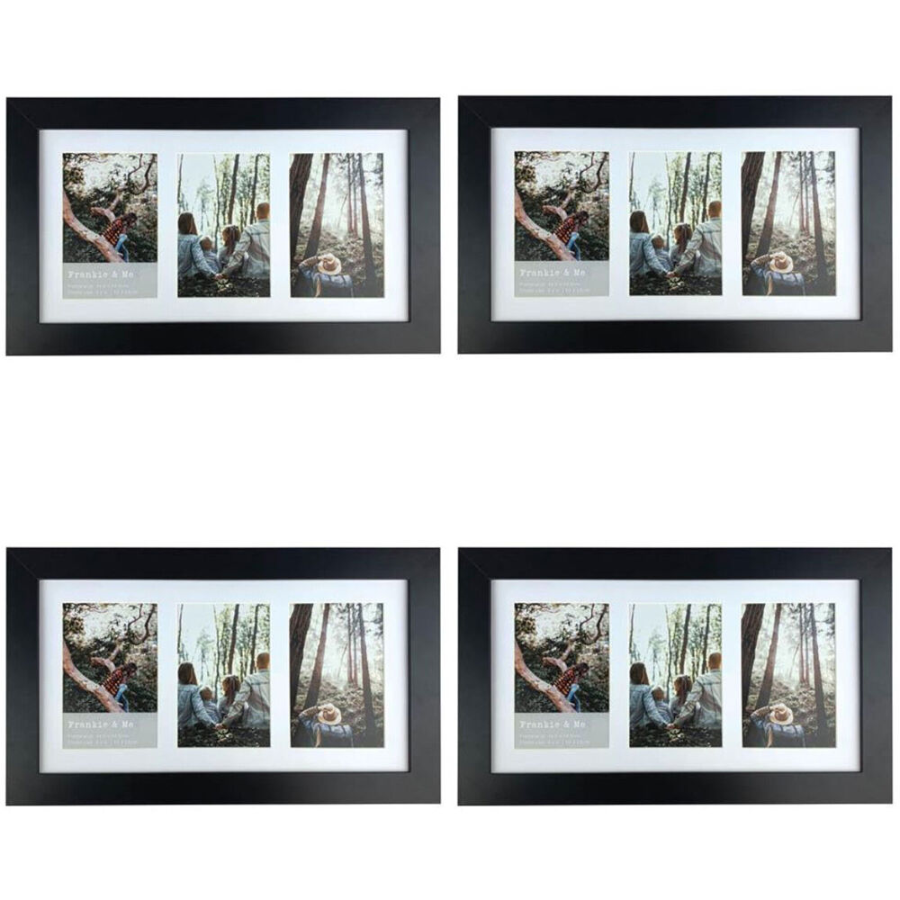 Frankie & ME Wooden Collage 4x6'' Triple Picture Frame Home Decor Black (4 Pack)