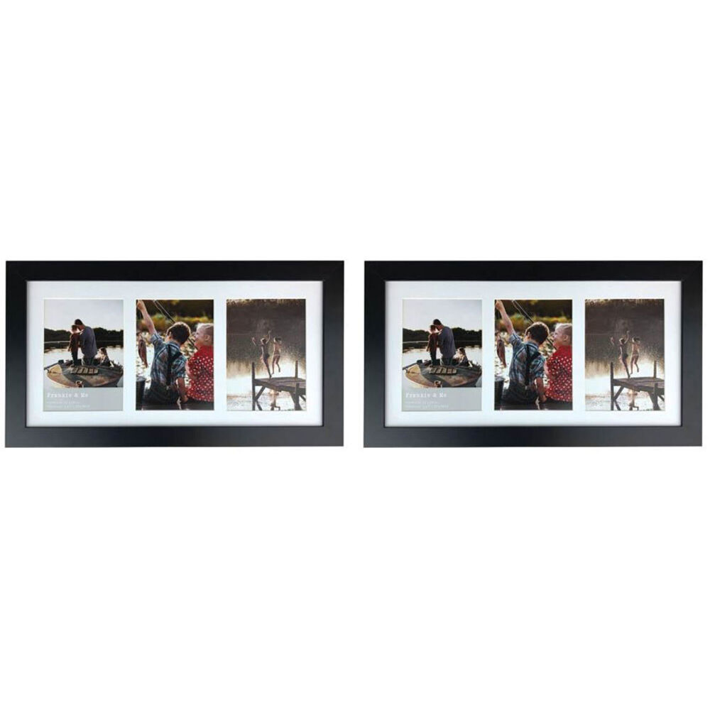 Frankie & ME Wooden Collage 5x7'' Triple Picture Frame Home Decor Black (2 Pack)