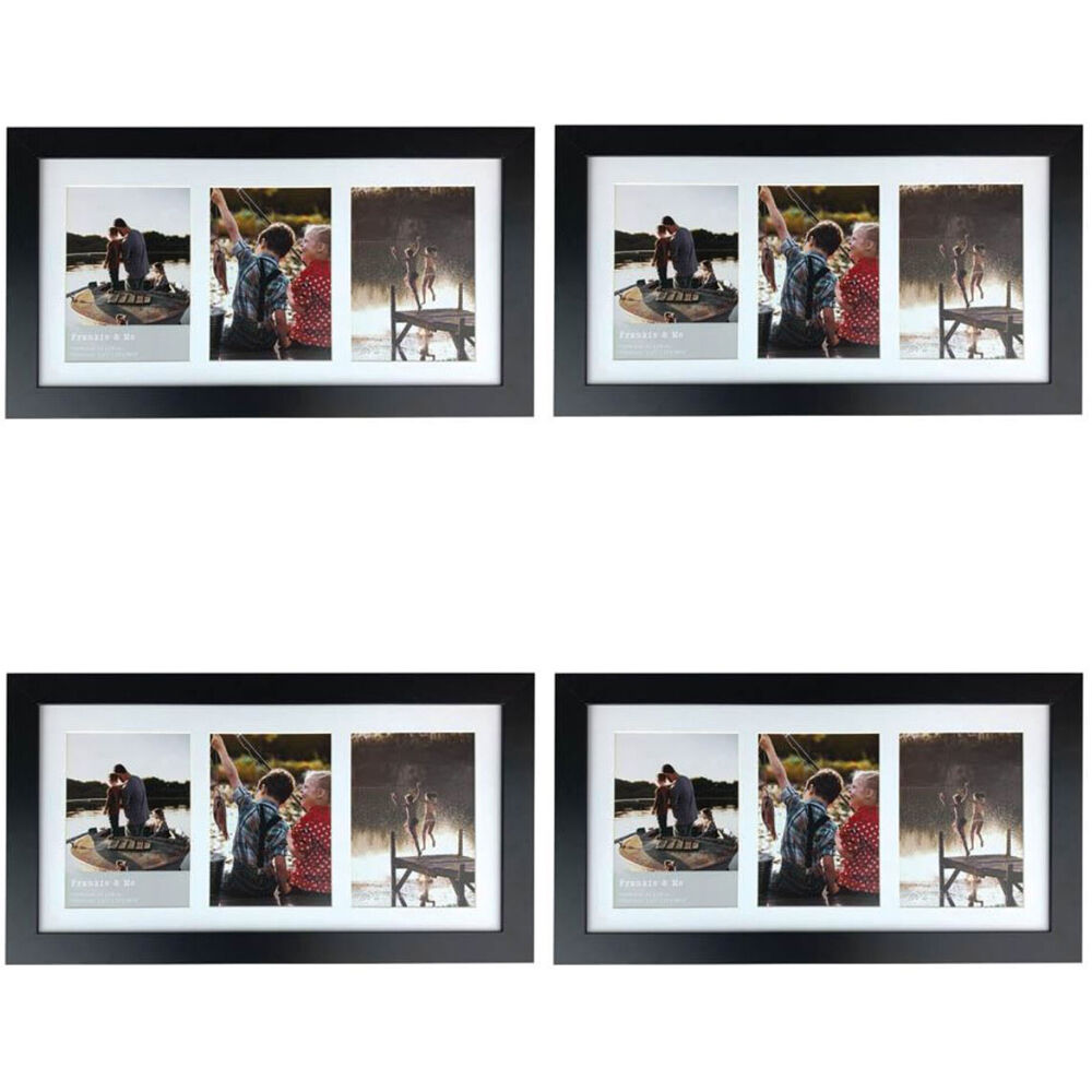Frankie & ME Wood Collage 5x7'' Triple Picture Frame Home/Office Decor Black (4 Pack)