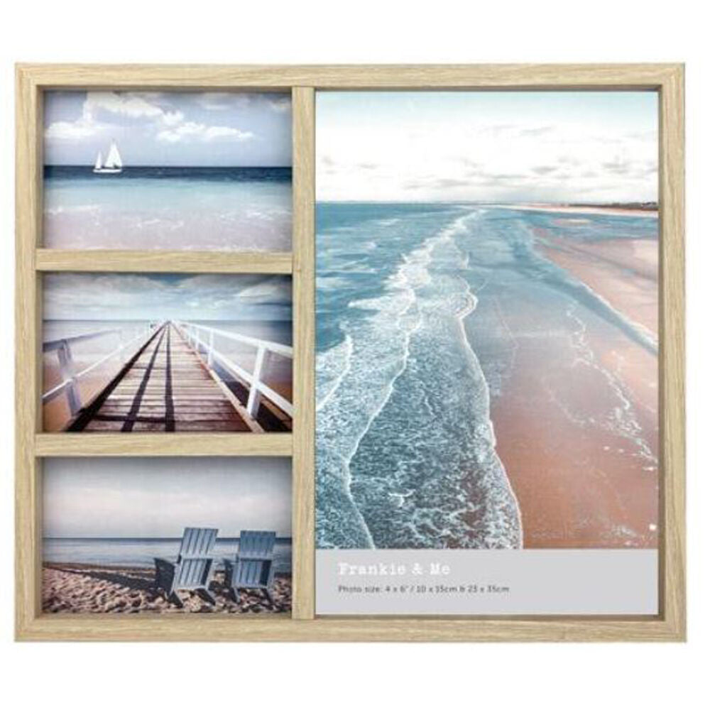 Frankie & ME Collage Flat 4 Pictures Frame Home/Office Decor 37cm Oak (3 Pack) — image 2