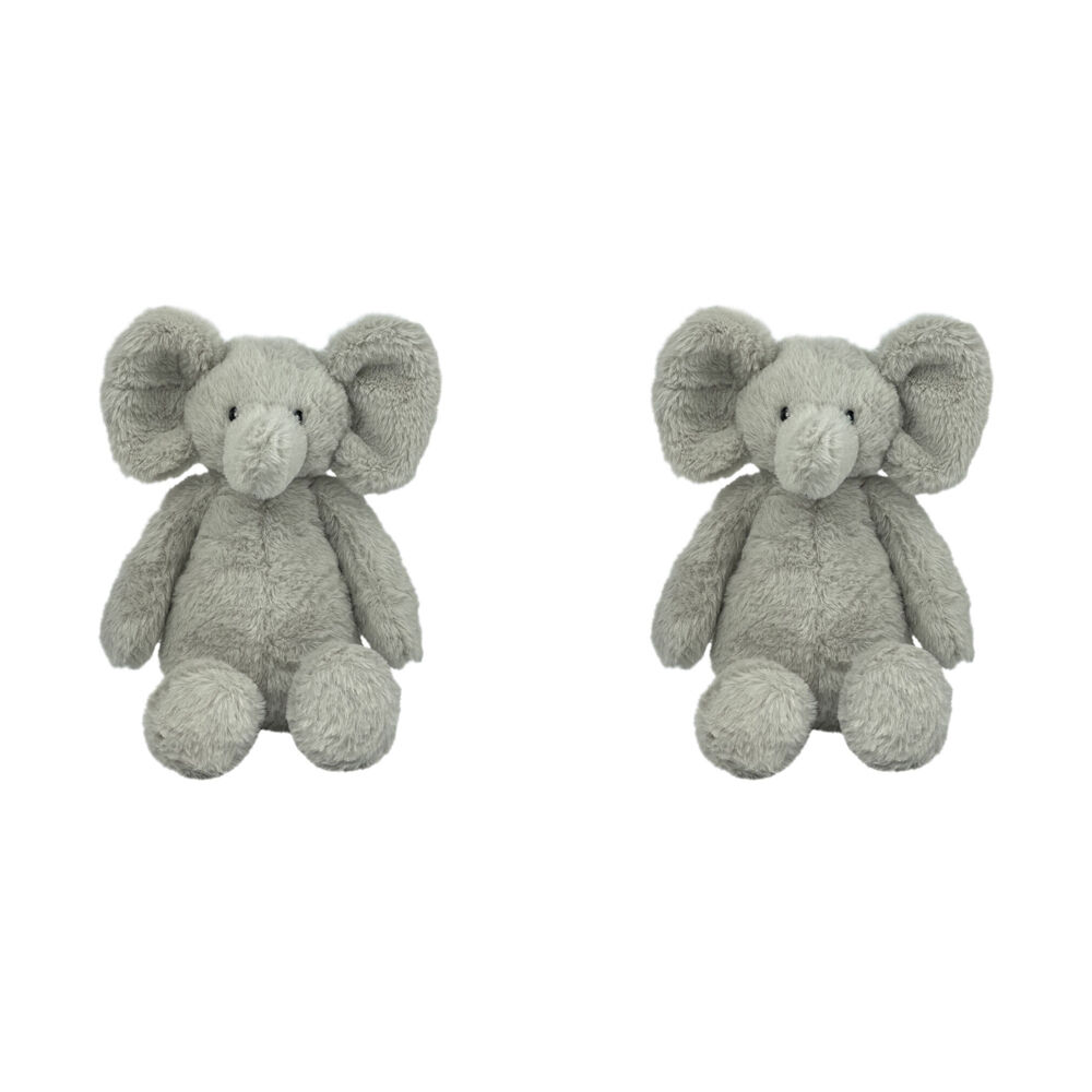 Momoko Baby Elephant Animal Stuffed Doll Kids Soft Plush Toy 23cm Grey (2 Pack)