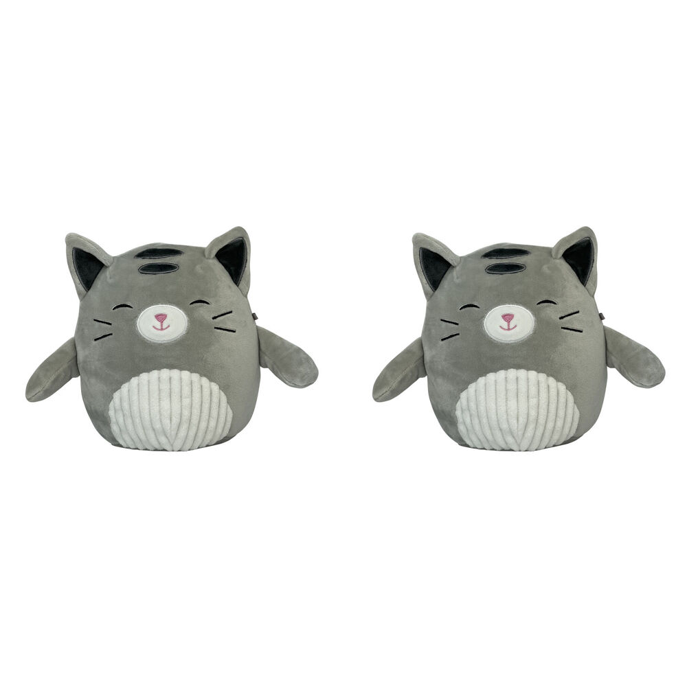 Momoko Squish Cat Animal Stuffed Doll Kids/Children Soft Plush Toy 25cm Grey (2 Pack)
