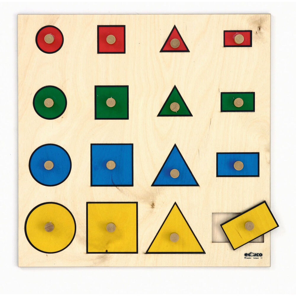 Educo Geometric Shapes Board - Educational Toy - Wooden Shape Sorter - 3 Years