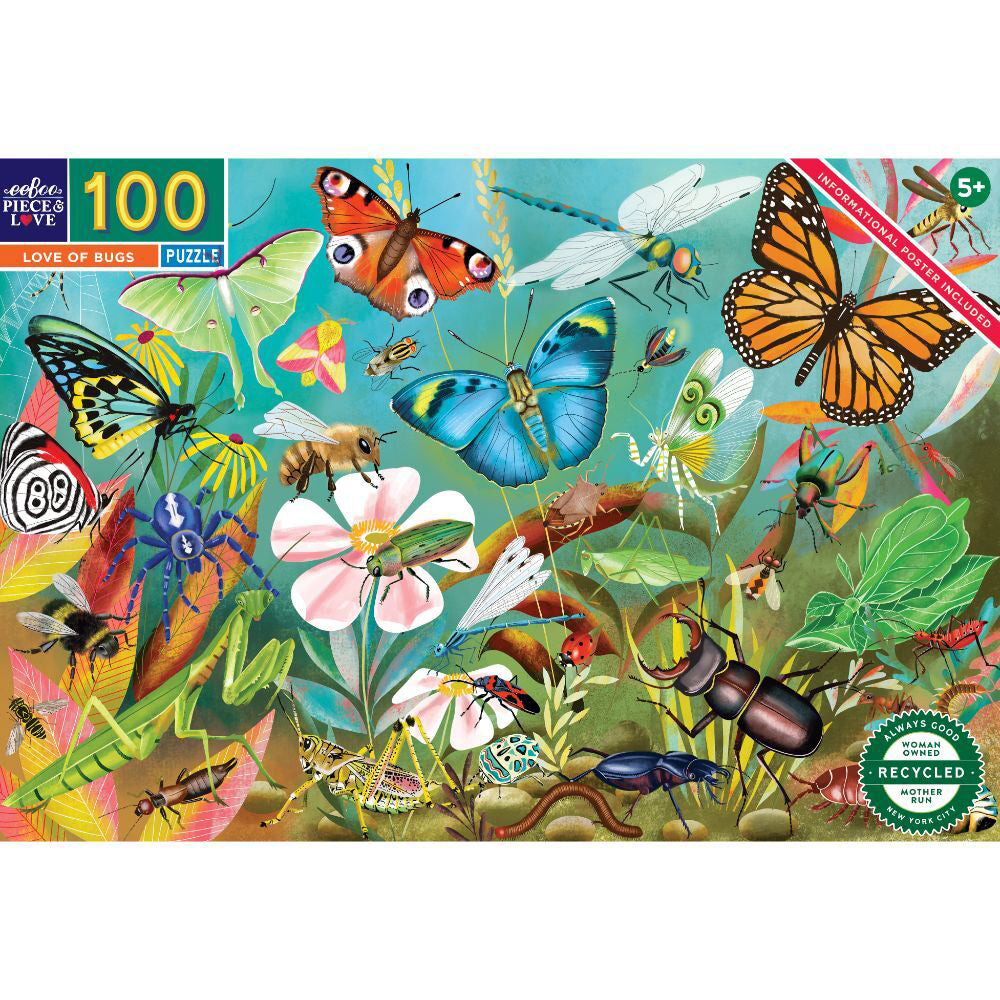 Eeboo 100pc eeBoo Jigsaw Puzzle Love of Bugs 45x68cm Kids Educational Game 5y+ (2 Pack) — image 2
