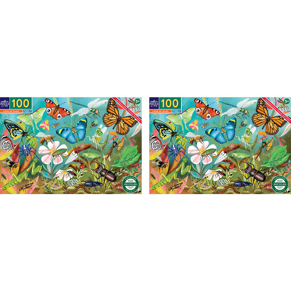 Eeboo 100pc eeBoo Jigsaw Puzzle Love of Bugs 45x68cm Kids Educational Game 5y+ (2 Pack)