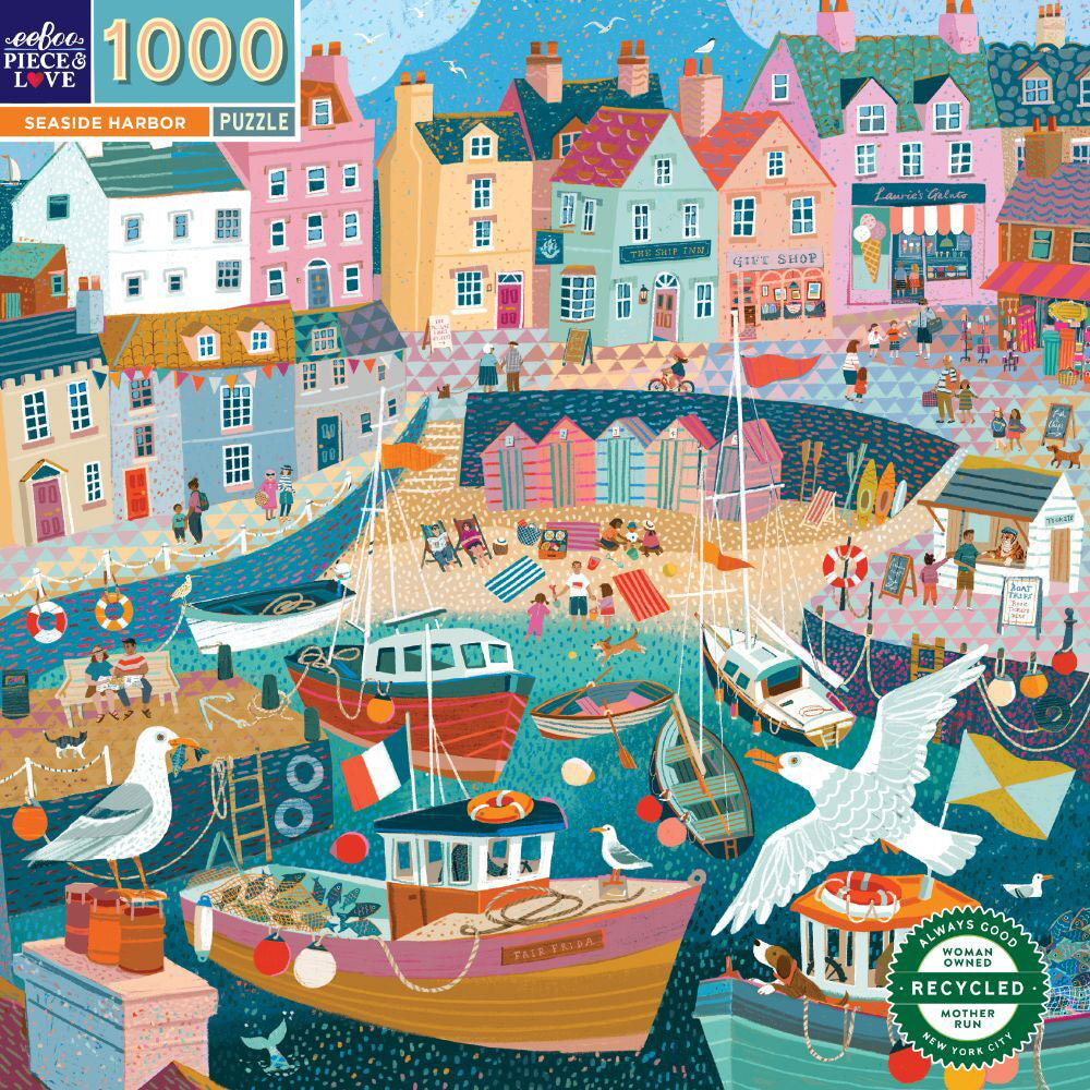 Eeboo Jigsaw Puzzle 58.4cm Educational Play Game Seaside Harbor 14+ (1000 Pieces)