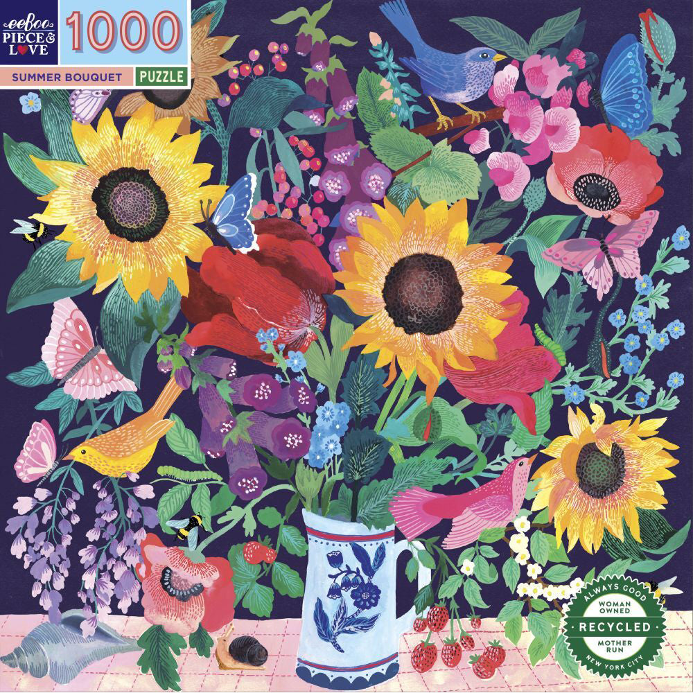 Eeboo Jigsaw Puzzle 58.4cm Educational Play Game Summer Bouquet 14+ (1000 Pieces)