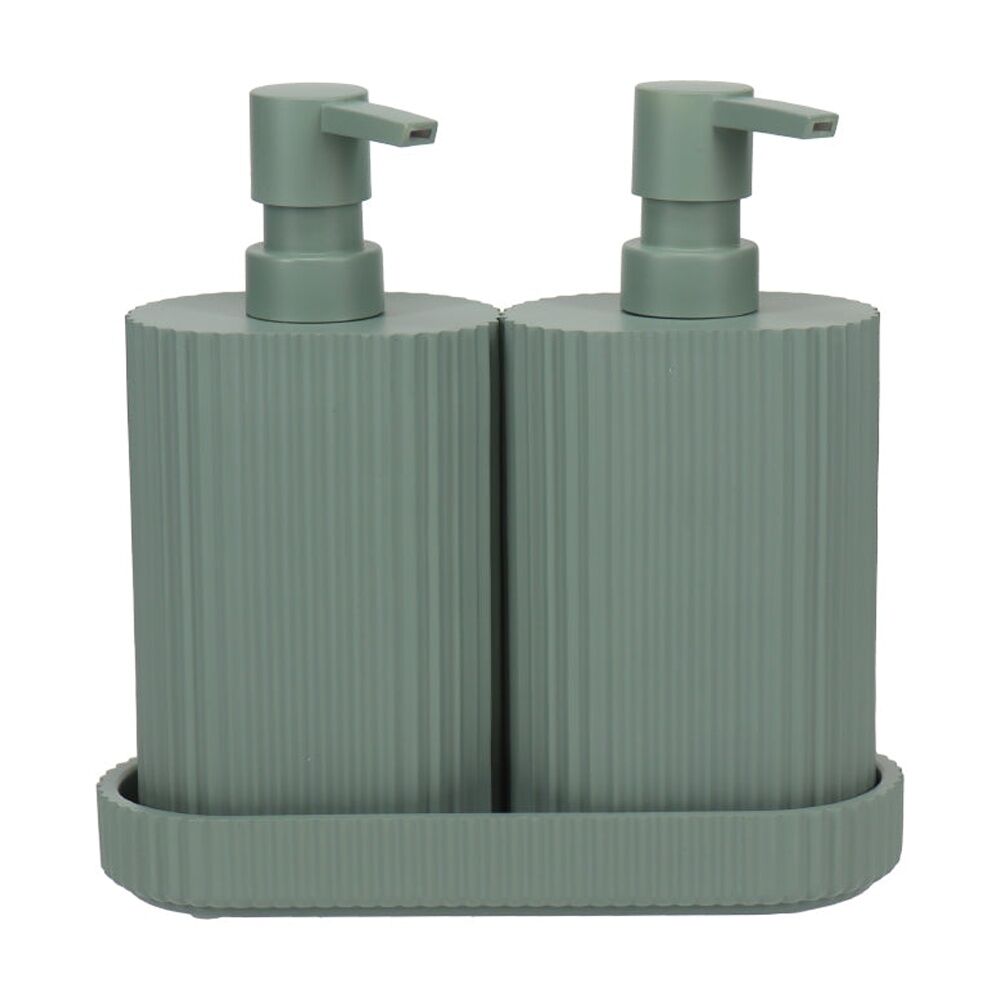 Eco Basics Wash Station Duo Resin Plastic Soap Dispenser Bathroom — Green