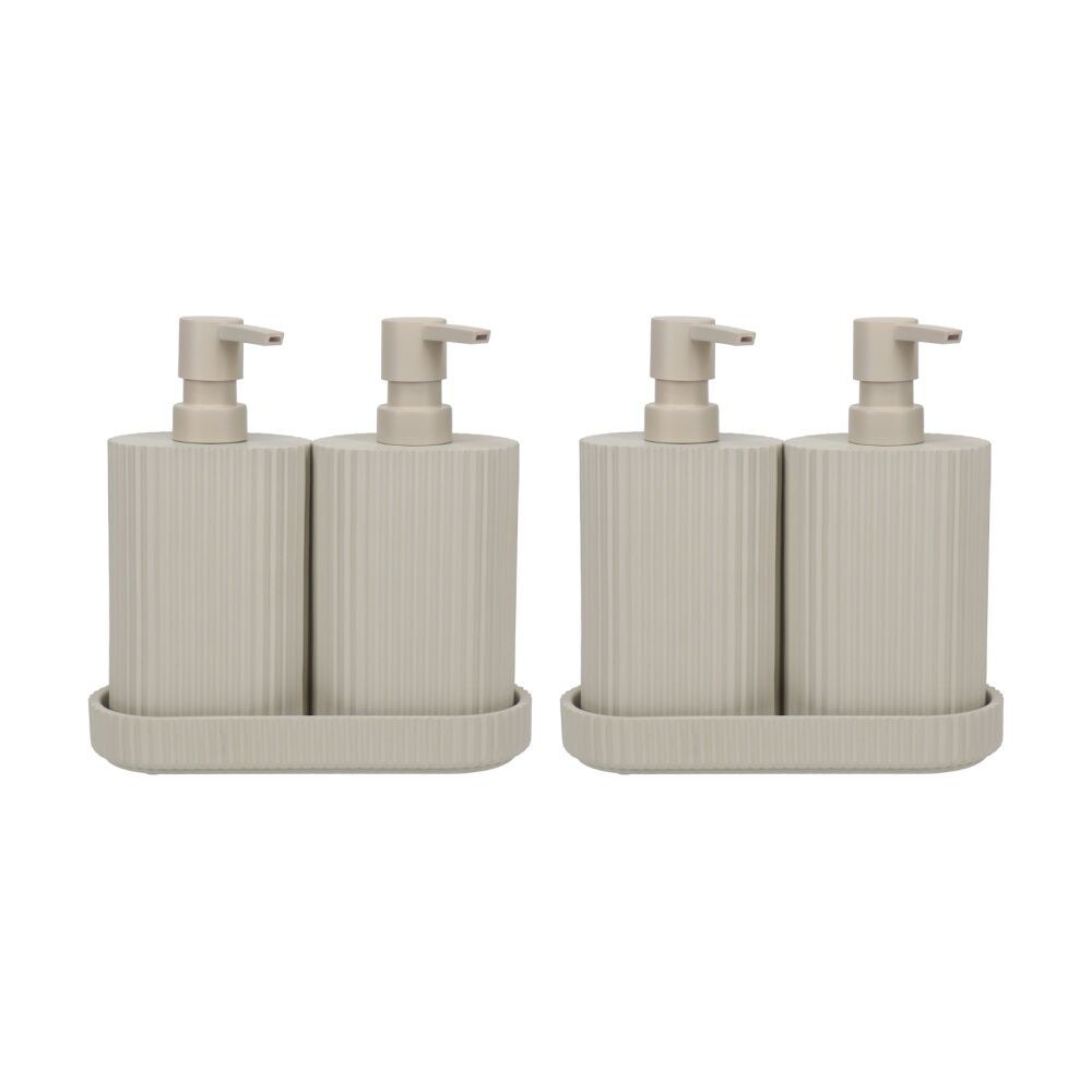Eco Basics Wash Station Duo Soap Dispenser Resin Plastic Bathroom - Taupe (2 Pack)