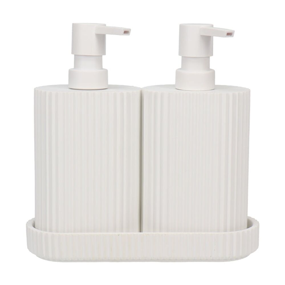 Eco Basics Wash Station Duo Resin Plastic Soap Dispenser Bathroom — White