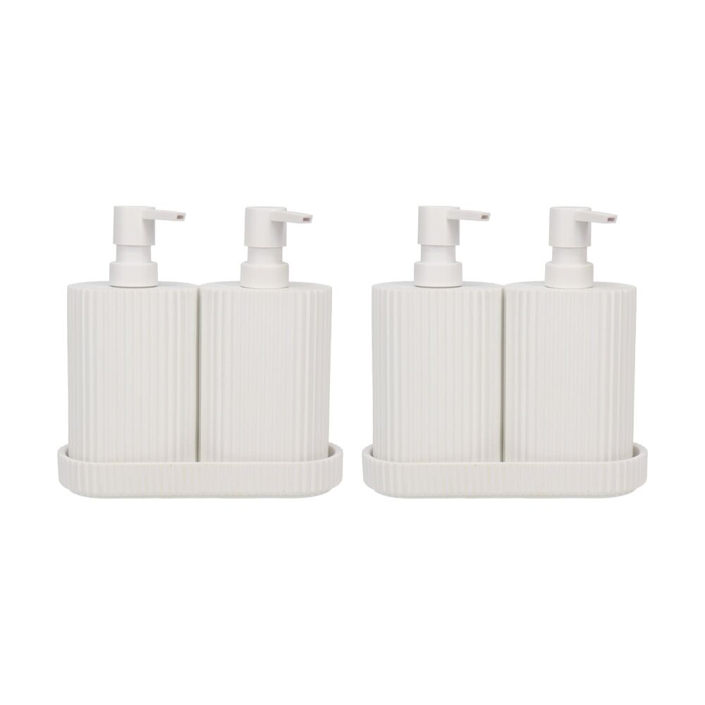 Eco Basics Wash Station Duo Soap Dispenser Resin Plastic Bathroom - White (2 Pack)