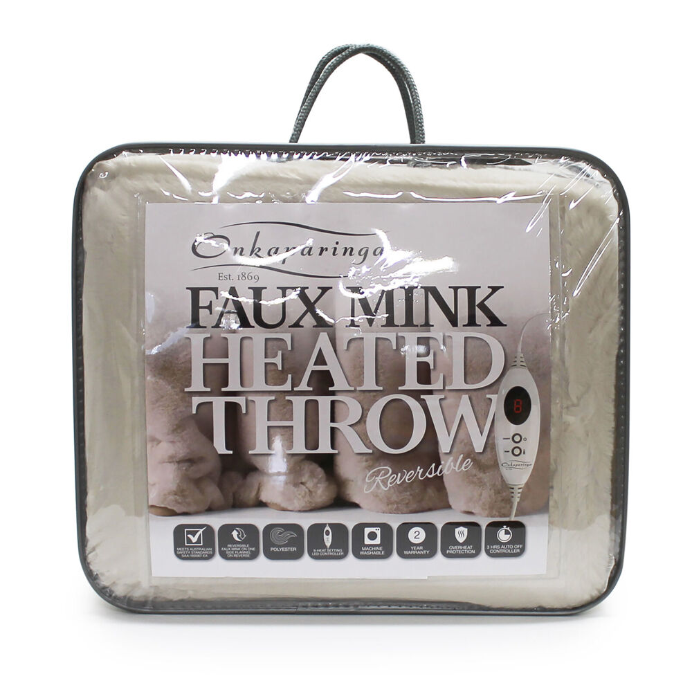 Onkaparinga Faux Mink Heated Throw/Electric Blanket w/LED Heat Control — Soap