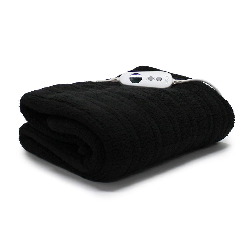 Onkaparinga Charcoal Teddy Fleece Heated Throw/Electric Blanket w/LED Heat Ctrl — image 2