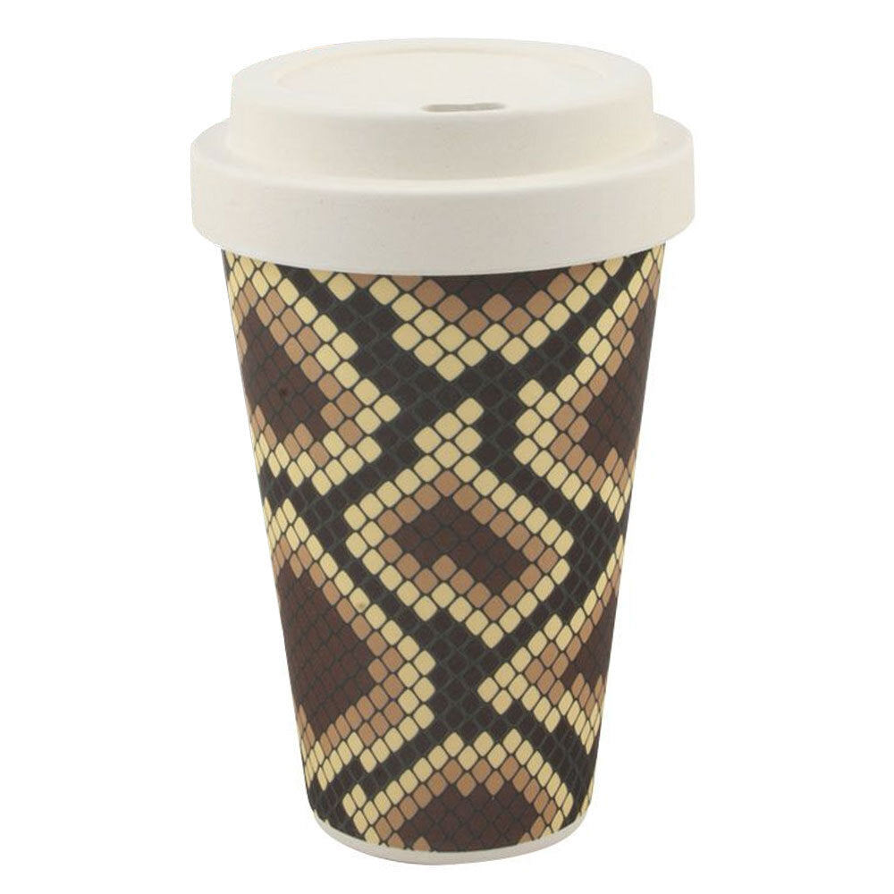 Keycraft Bamboo 15cm Reusable Travel Mug 350ml Drinking Cup w/ Lid Snake Skin — image 2